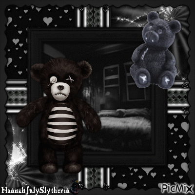 {♠}Gothic Black Teddy Bear{♠} - Бесплатный анимированный гифка