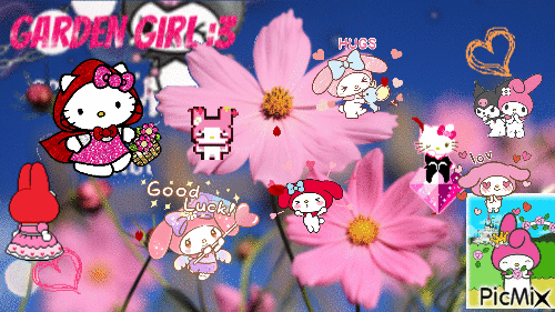 Pink. Flowers. And Sanrio :) - Gratis geanimeerde GIF