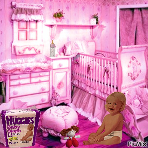 Painted baby in nursery - png ฟรี