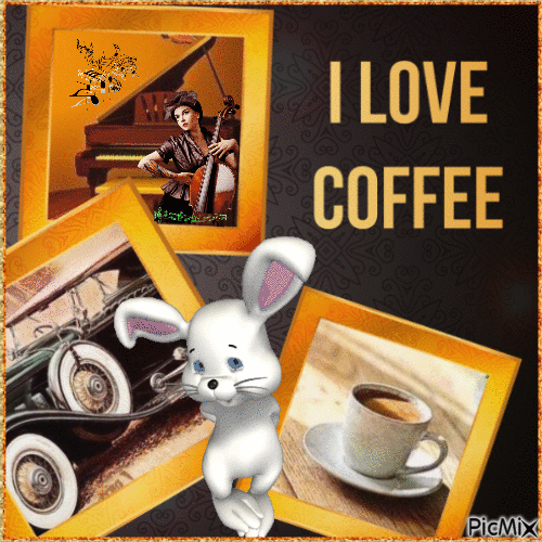 Concours : Café, voiture, musicien rétro, lapin de Pâques - Ingyenes animált GIF