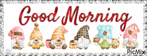 Good Morning Gnome Coffee - Безплатен анимиран GIF
