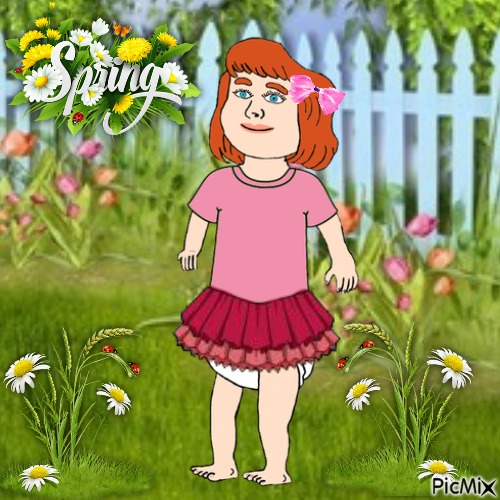 Spring baby in pink skirt - png gratis
