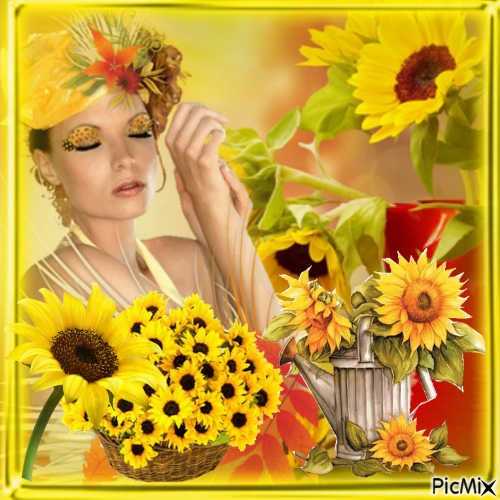 Sonnenblumen, tournesols, sunflowers - ilmainen png