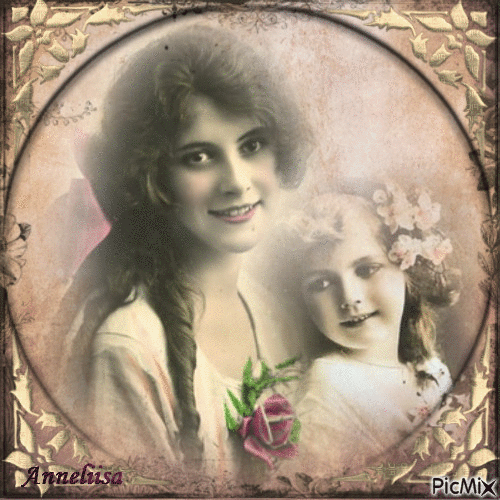 Äiti ja tytär - vintage - Gratis geanimeerde GIF