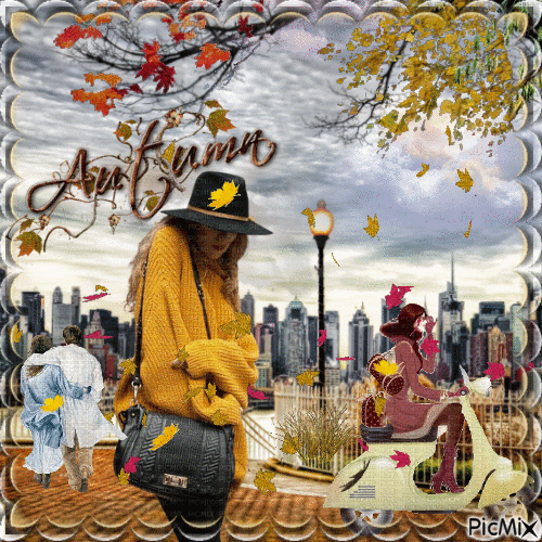 Конкурс. Woman in autumn. - Free animated GIF