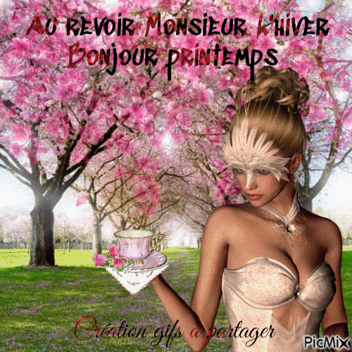 Bonjour printemps - Бесплатный анимированный гифка