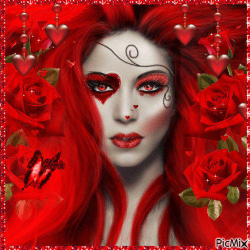 Portrait d'une femme aux cheveux rouges - Free animated GIF