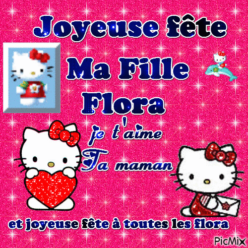 joyeuse fête flora - Δωρεάν κινούμενο GIF