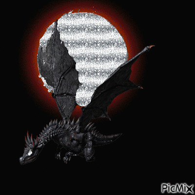 Dragon/Moon - Bezmaksas animēts GIF