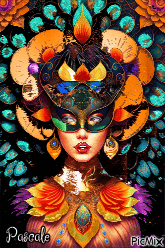 Portrait femme coloré - Gratis geanimeerde GIF