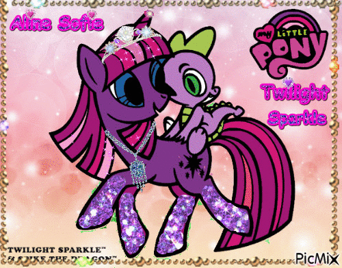 Twilight Sparkle and Spike by Aline Sophie - GIF animasi gratis