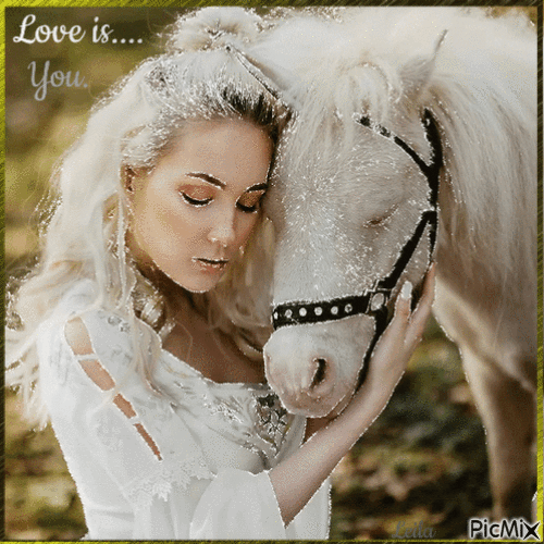 Love is.... You. Woman with her horse - Бесплатный анимированный гифка