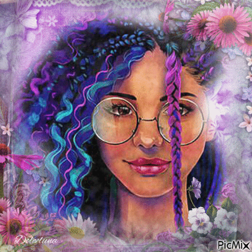portrait in purple tone - GIF animé gratuit