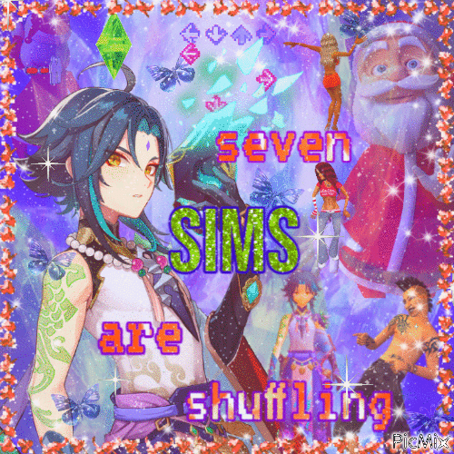 seven sims are shuffling - 免费动画 GIF