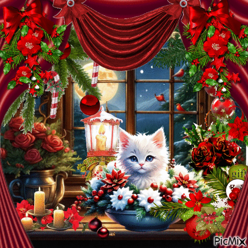 Christmas window vintage - Gratis animeret GIF