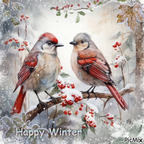Birds in winter-contest - GIF animé gratuit