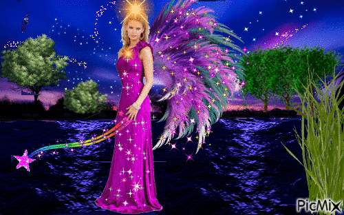 Angel of the Violet order helps changing and cleaning in evolution - Besplatni animirani GIF