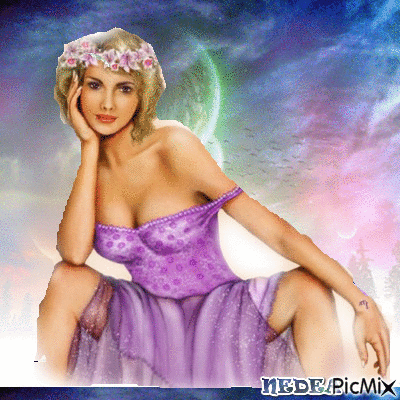 Portrait de femme en violet - Ingyenes animált GIF