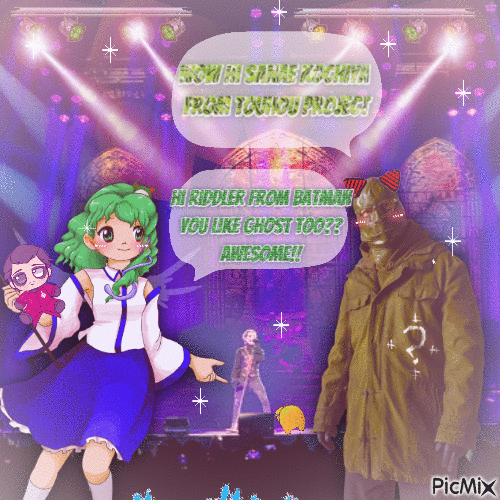 sanae and riddler go to ghost concert - Free animated GIF