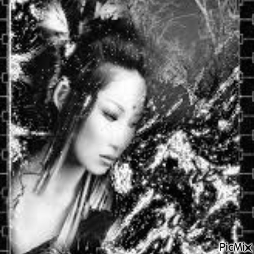 Portrait asiatique en noir et blanc - бесплатно png