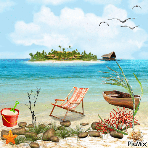 Relaxing on the beach - Animovaný GIF zadarmo