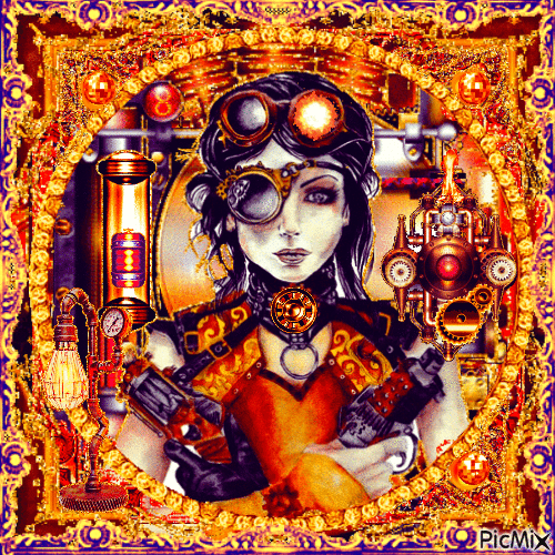 steampunk woman - 免费动画 GIF