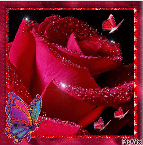 Blinking rose. - GIF animé gratuit