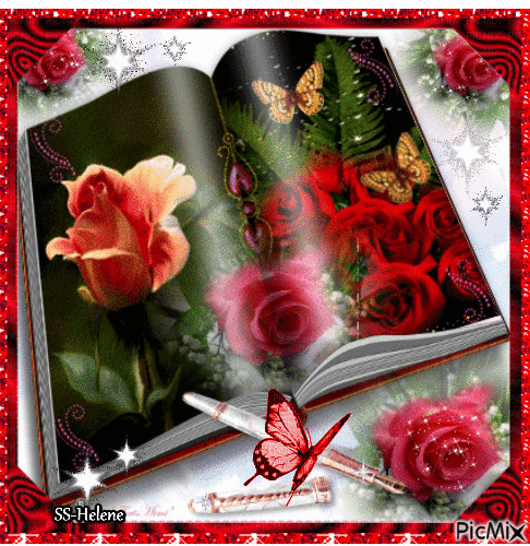 A book full of roses. - Animovaný GIF zadarmo