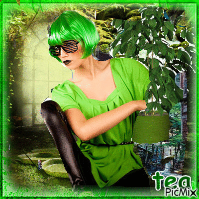 Lady in green - Бесплатный анимированный гифка