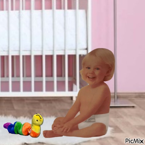 Baby and Inch in nursery - PNG gratuit