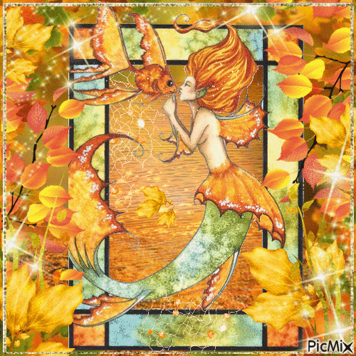 autumn  mermaid - GIF animado grátis