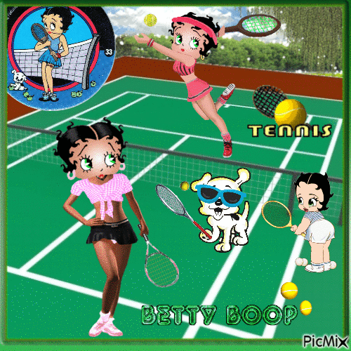 Tennis with Betty Boop - Free animated GIF