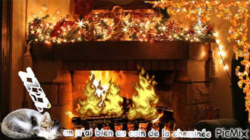 un bon feu de cheminée - Animovaný GIF zadarmo