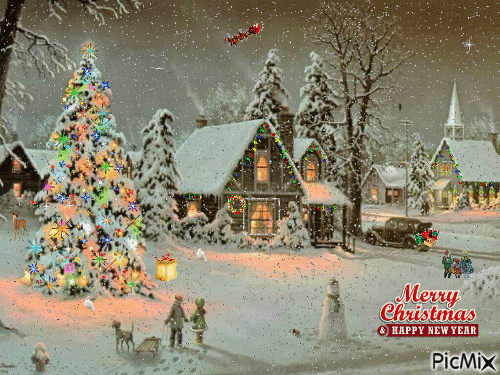 Merry Christmas and a Happy New Year - Бесплатный анимированный гифка