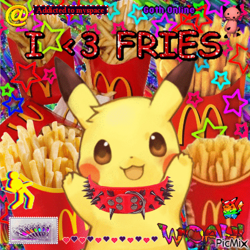 pikachu likes french fries - GIF เคลื่อนไหวฟรี