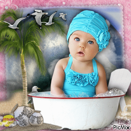 Bébé à la plage - GIF animasi gratis