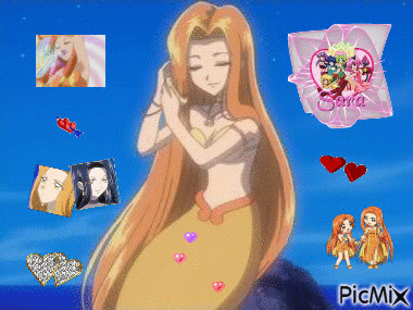 Giff la princesse-sirène à la perle orange de l'océan Indien Sara créé par moi - Gratis geanimeerde GIF