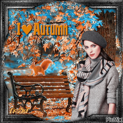 Femme en automne avec un béret - Δωρεάν κινούμενο GIF