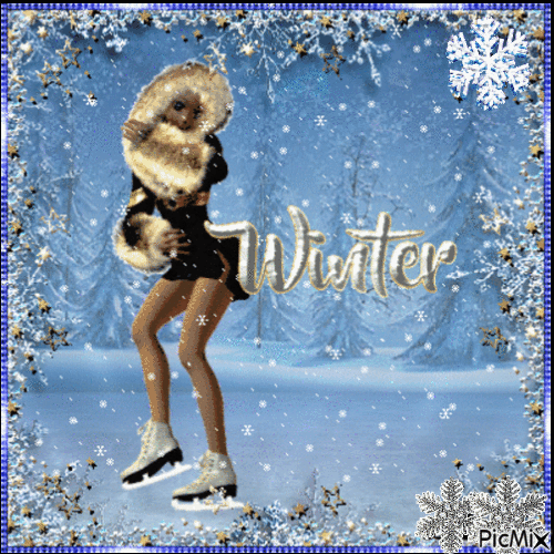 Winter Ice Skating Girl - Zdarma animovaný GIF