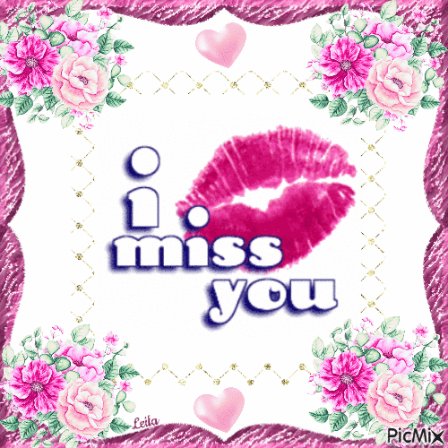 I miss you. Kiss - GIF animado grátis