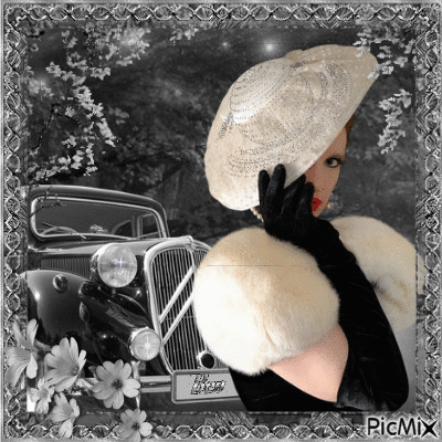 Femme Fatale in black and white - Free animated GIF