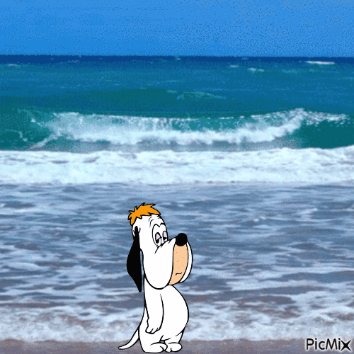 Droopy at the beach - GIF animate gratis