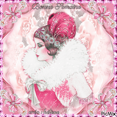 Portrait de femme en rose - Belle époque - Gratis geanimeerde GIF