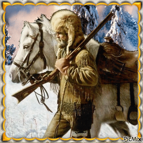 A trapper and his horse - Free animated GIF