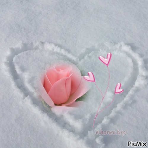 Καρδιά στο χιόνι - ücretsiz png