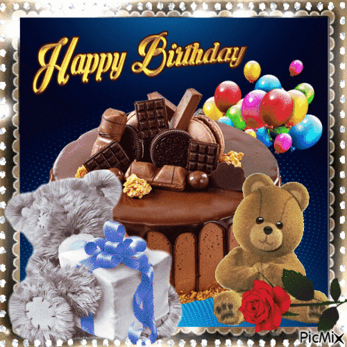 Alles Gute zum Geburtstag mit einem Teddybär - Gratis geanimeerde GIF