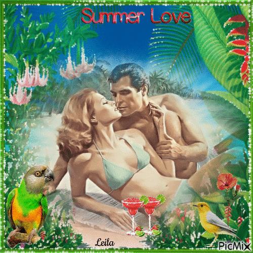 Summer love. Couple. Beach - Animovaný GIF zadarmo