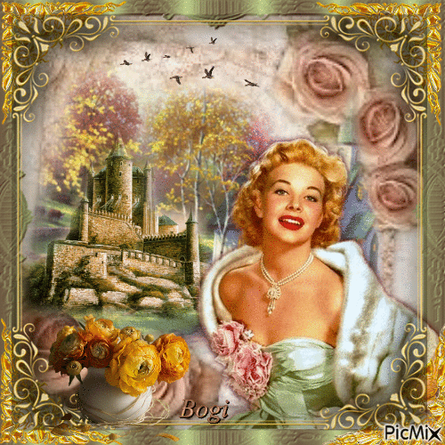 Charming lady in vintage scenery... - GIF animate gratis