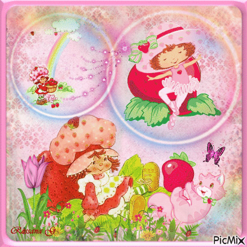 "Charlotte aux fraises et son animal de compagnie" - GIF animé gratuit