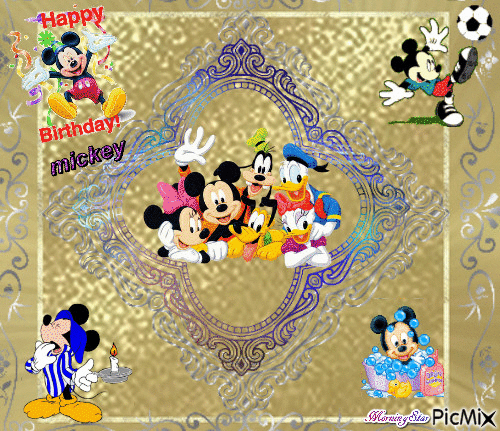 Happy B-Day Mickey Mouse - Darmowy animowany GIF